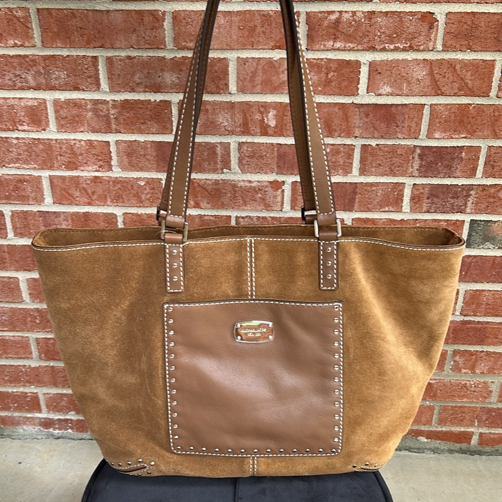 NWT MICHAEL KORS Chesterfield Tan Suede XL Tote Shoulder Bag